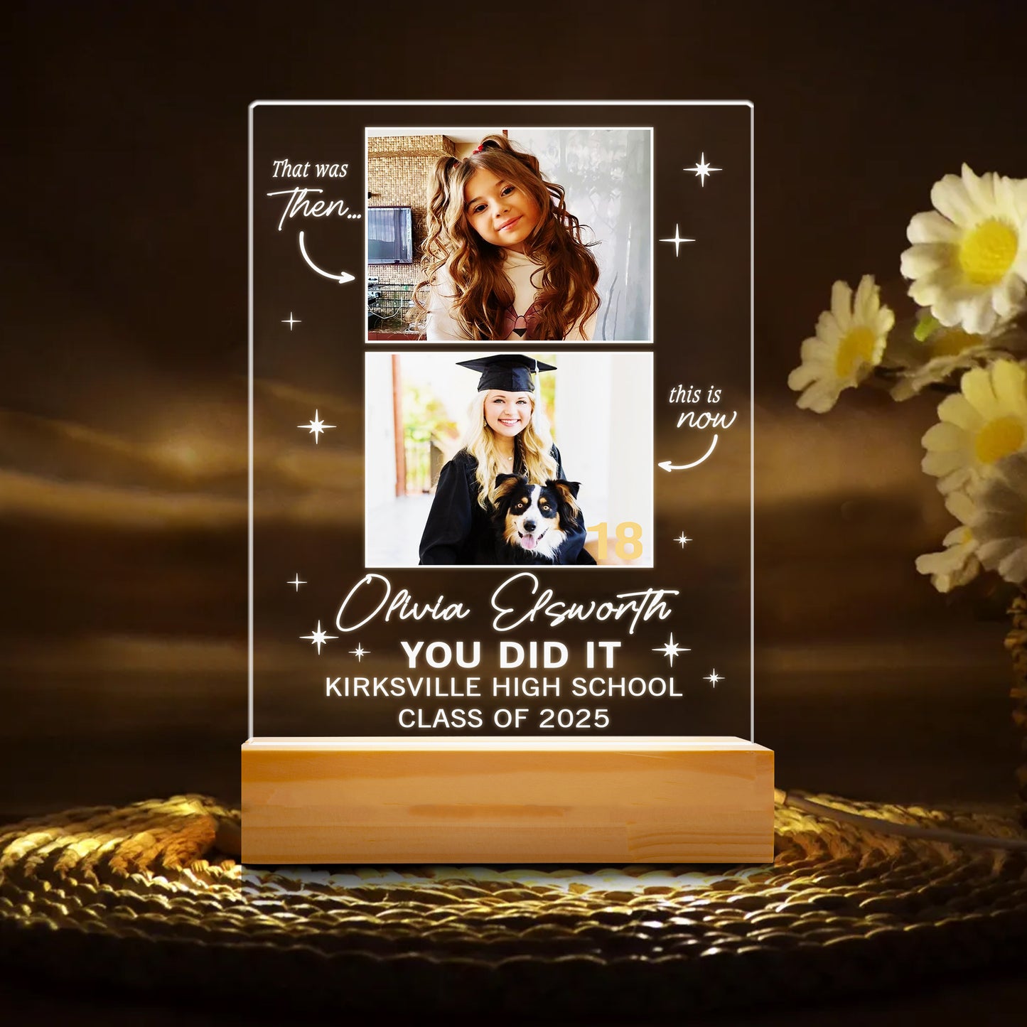Personalized Graduate Night Light Plaque, Custom Picture Frame Gift, Gifts for College, High School Senior (GNL-31)