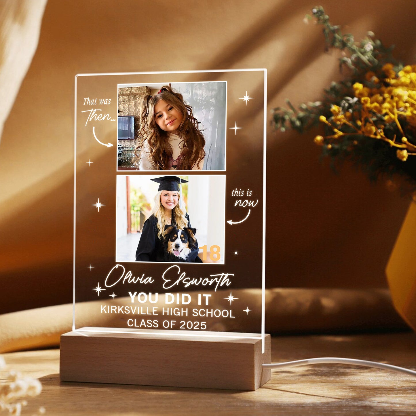 Personalized Graduate Night Light Plaque, Custom Picture Frame Gift, Gifts for College, High School Senior (GNL-31)
