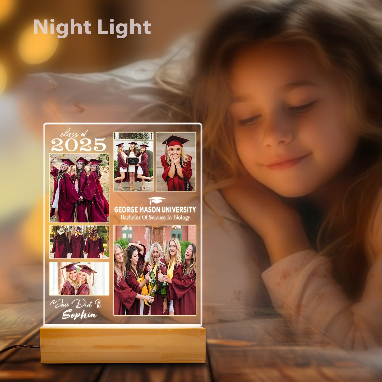 Graduation Night Light – Custom Group Photo Gift for Close Friends, Classmates, and Lifelong Bonds (GNL-23)