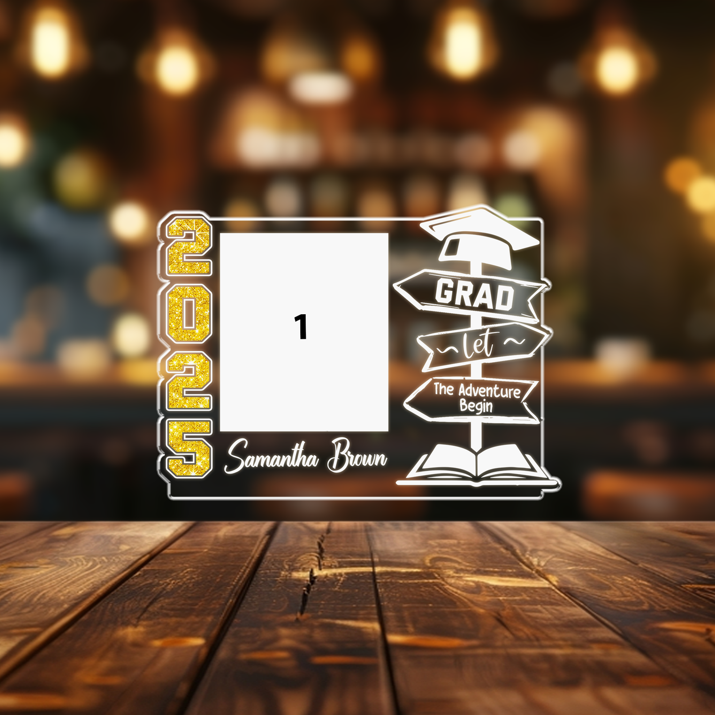 Graduation Night Light For Her Him, Personalized LED Acrylic Frame With Picture, Unique Graduation Gift Idea For Students (GNL-49)