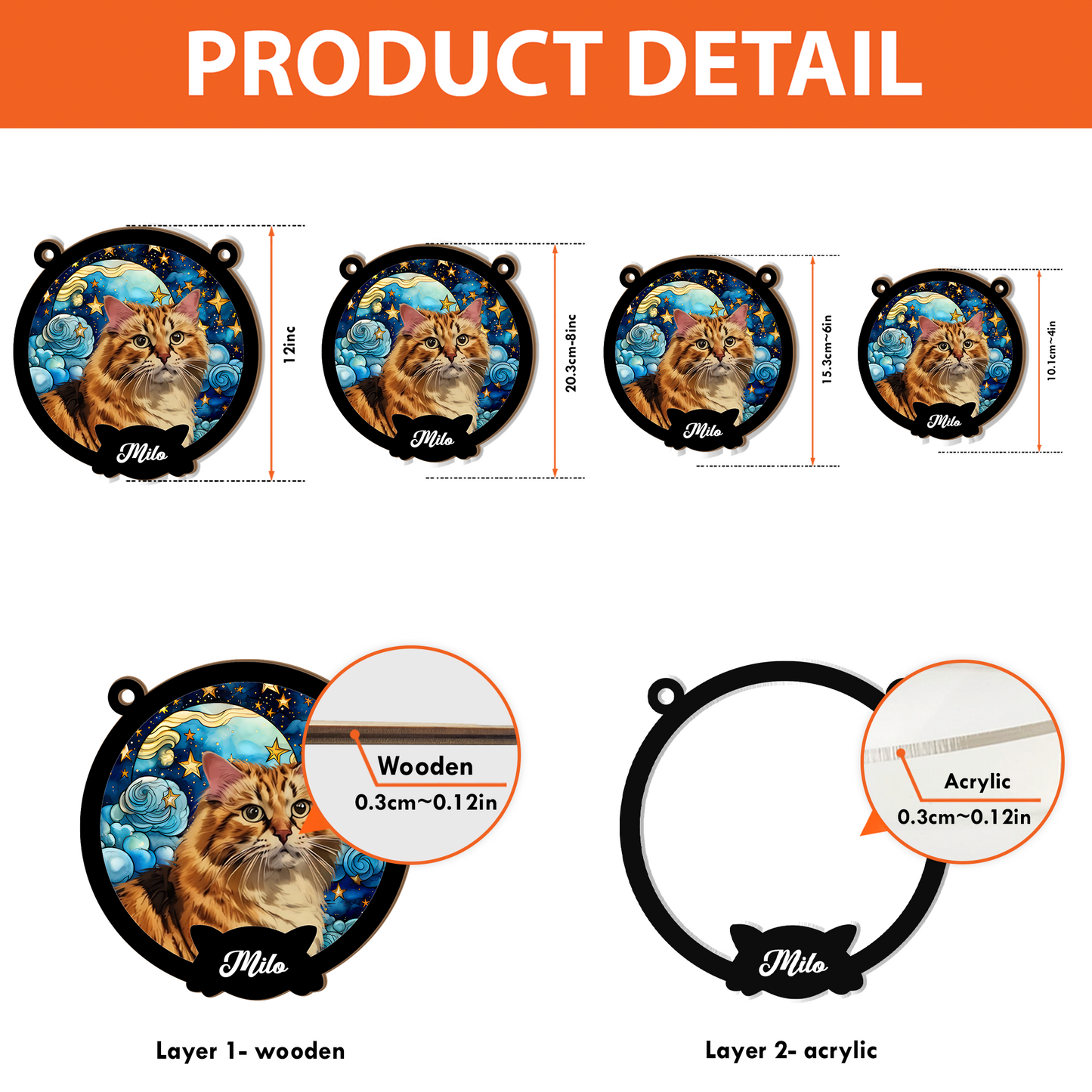 Personalized Cat Portrait Suncatcher β Custom Starry Sky Window Hanging with Pet Photo and Name β Gift for Cat Lovers and Pet Owners (H-Sun-21)