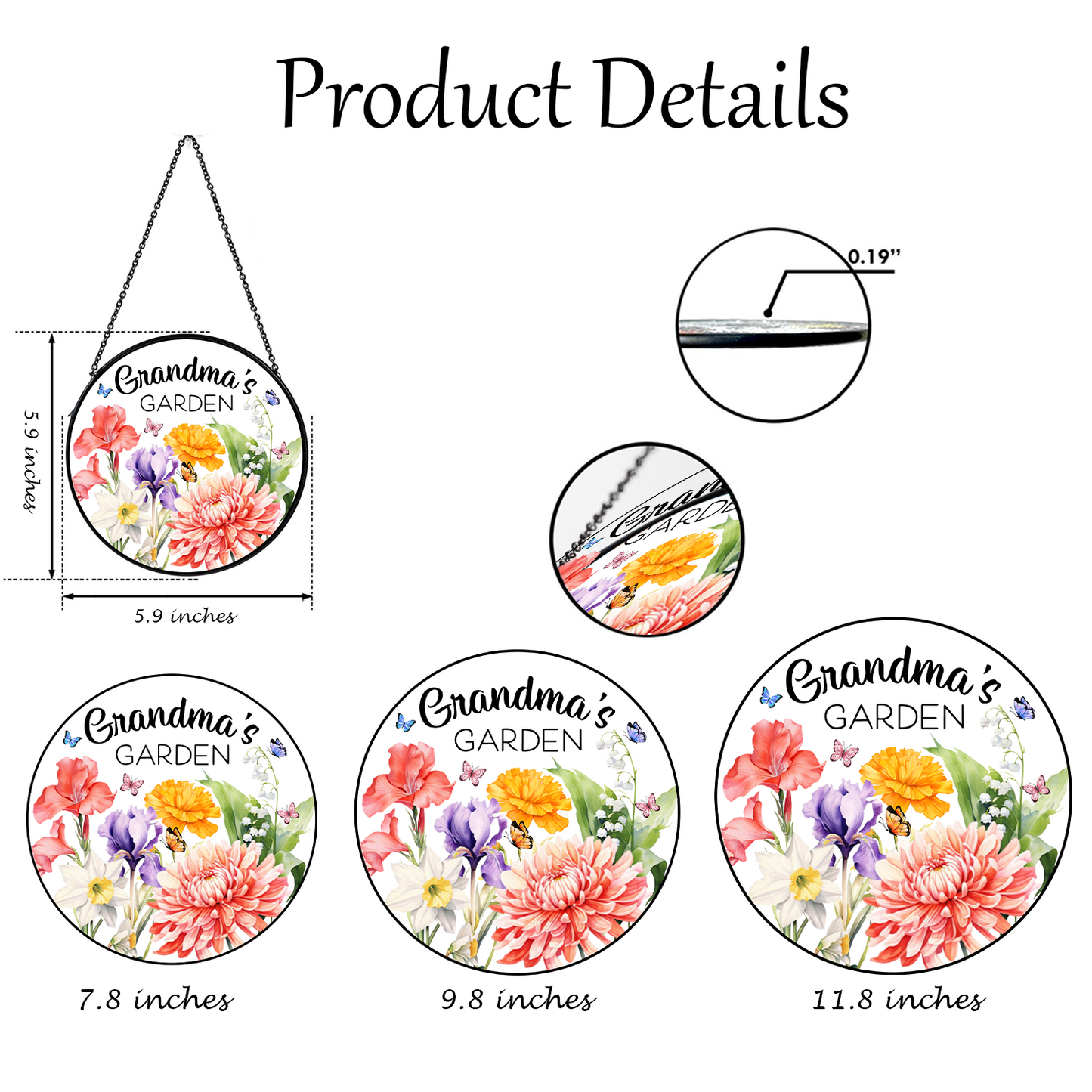 Grandmother’s Birth Flower Window Art – Custom Stained Glass Suncatcher for Garden and Family Lovers (Sun-45)