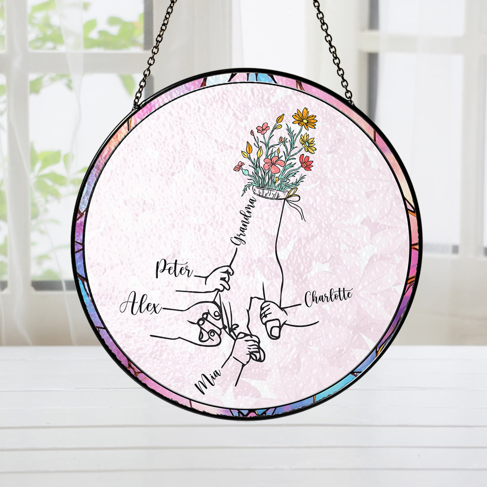 Glass Suncatcher Gift for Mom, Celebrate the Bond Between Mother and Child, Custom Hand in Hand Keepsake (Sun-67)