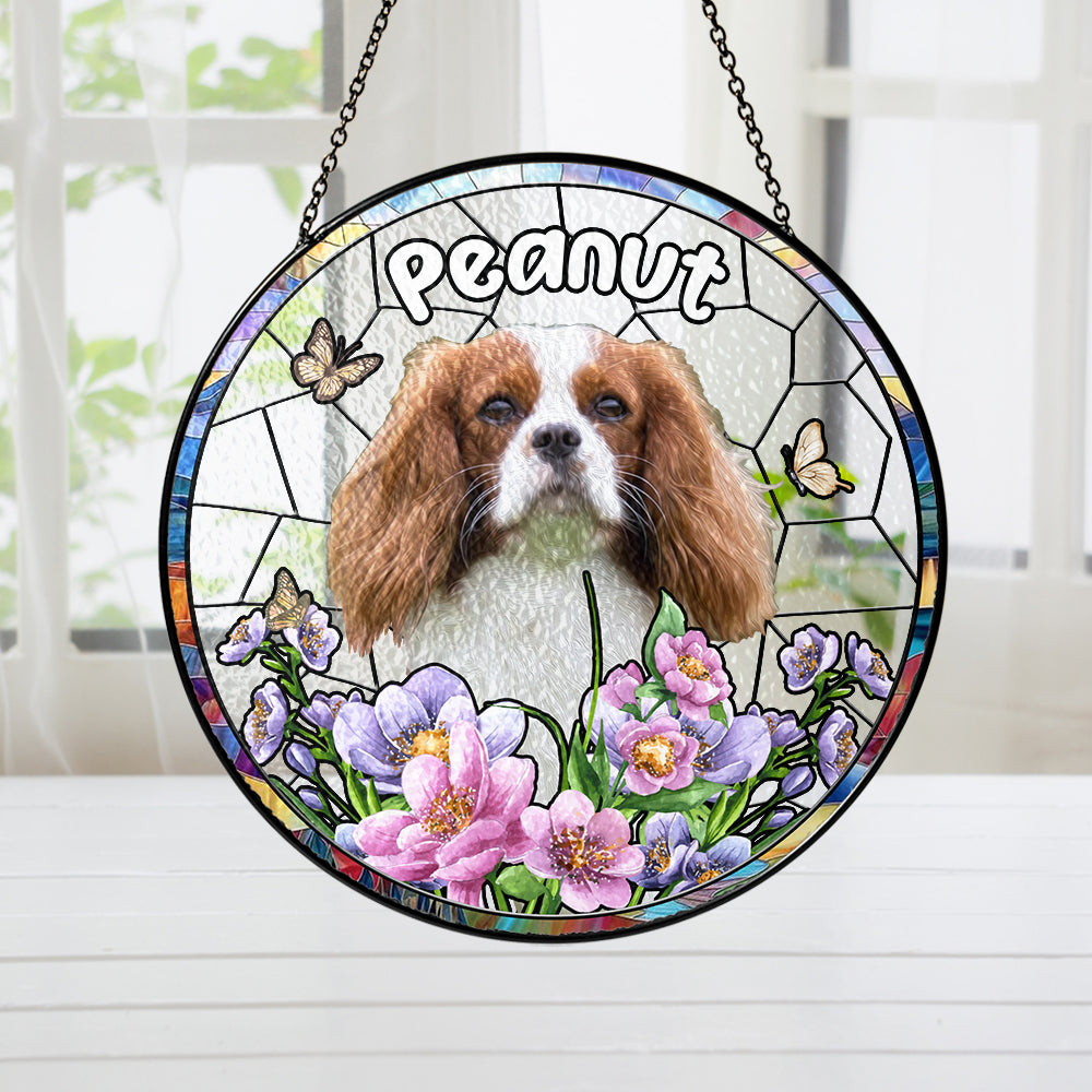 Cavalier King Charles Glass Suncatcher – Custom Dog Memorial Gift, Personalized Pet Loss Tribute for Dog Moms (Sun-65)