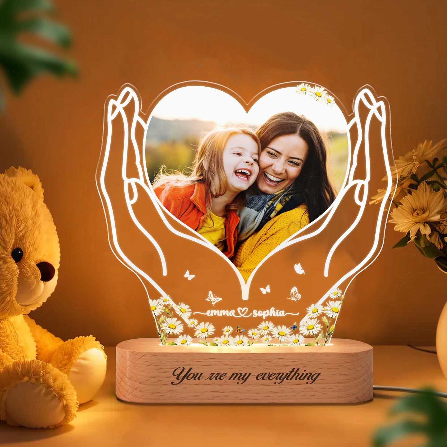 Mom Night Light - Custom Acrylic Frame With Photo, Unique Mother’s Day Gift From Child, Birthday Keepsake Lamp (MNL-20)