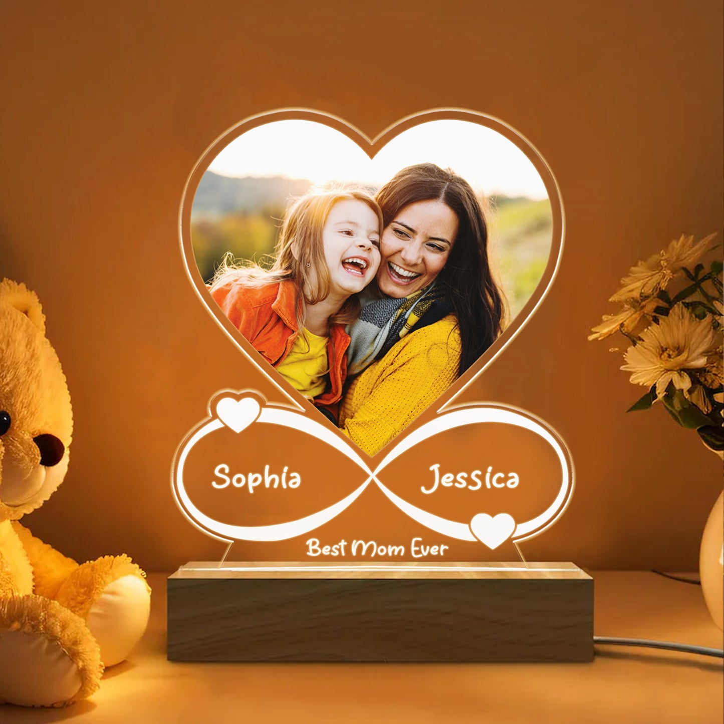 Mom Night Light With Name and Photo, Personalized LED Gift For Mother's Day, Christmas or Any Occasion (MNL-19)