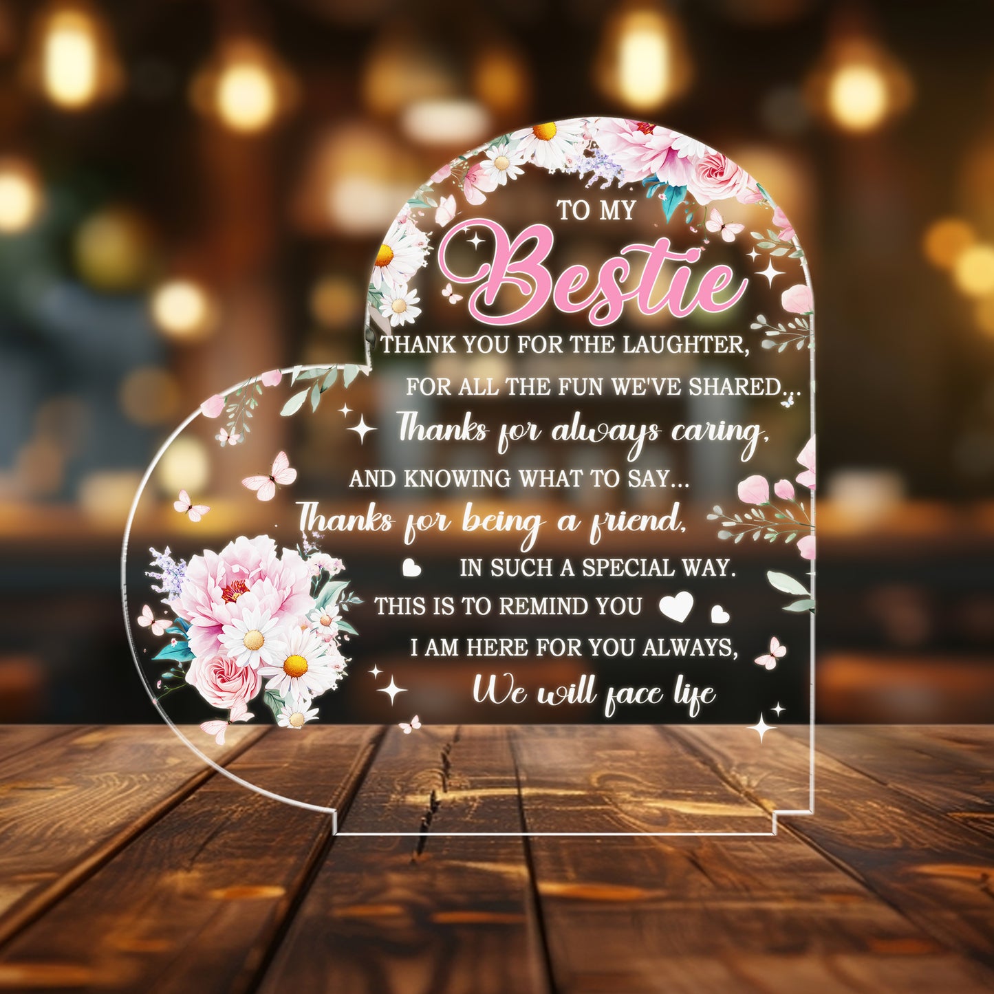 Personalized Mom Night Light, Birthday Gift for Mom, LED Lamp with Wood Base, Engraved Sleep Light for Mother's Day, Thanksgiving Gift (MNL-15)