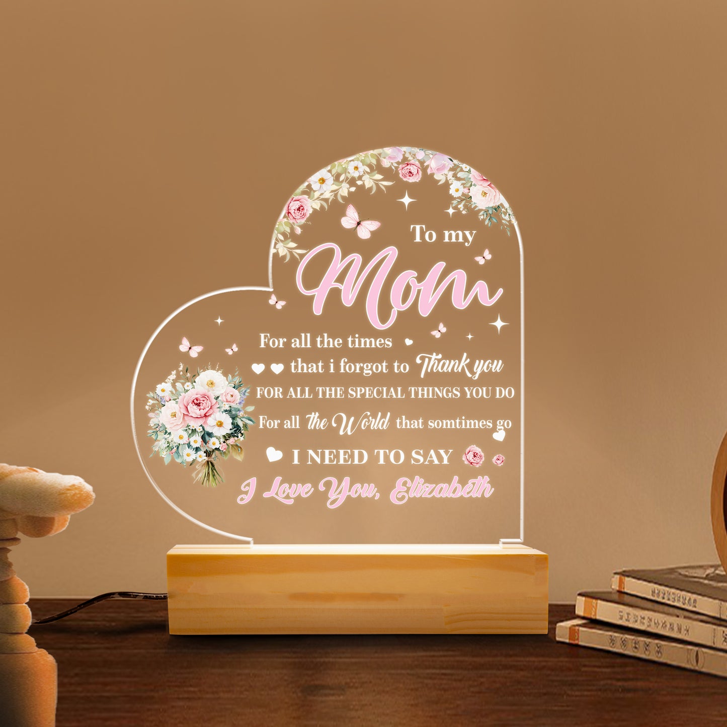 To the Best Mom Ever - Personalized Mom Night Light from Daughter, A Touching Keepsake to Celebrate Motherhood (MNL-04)