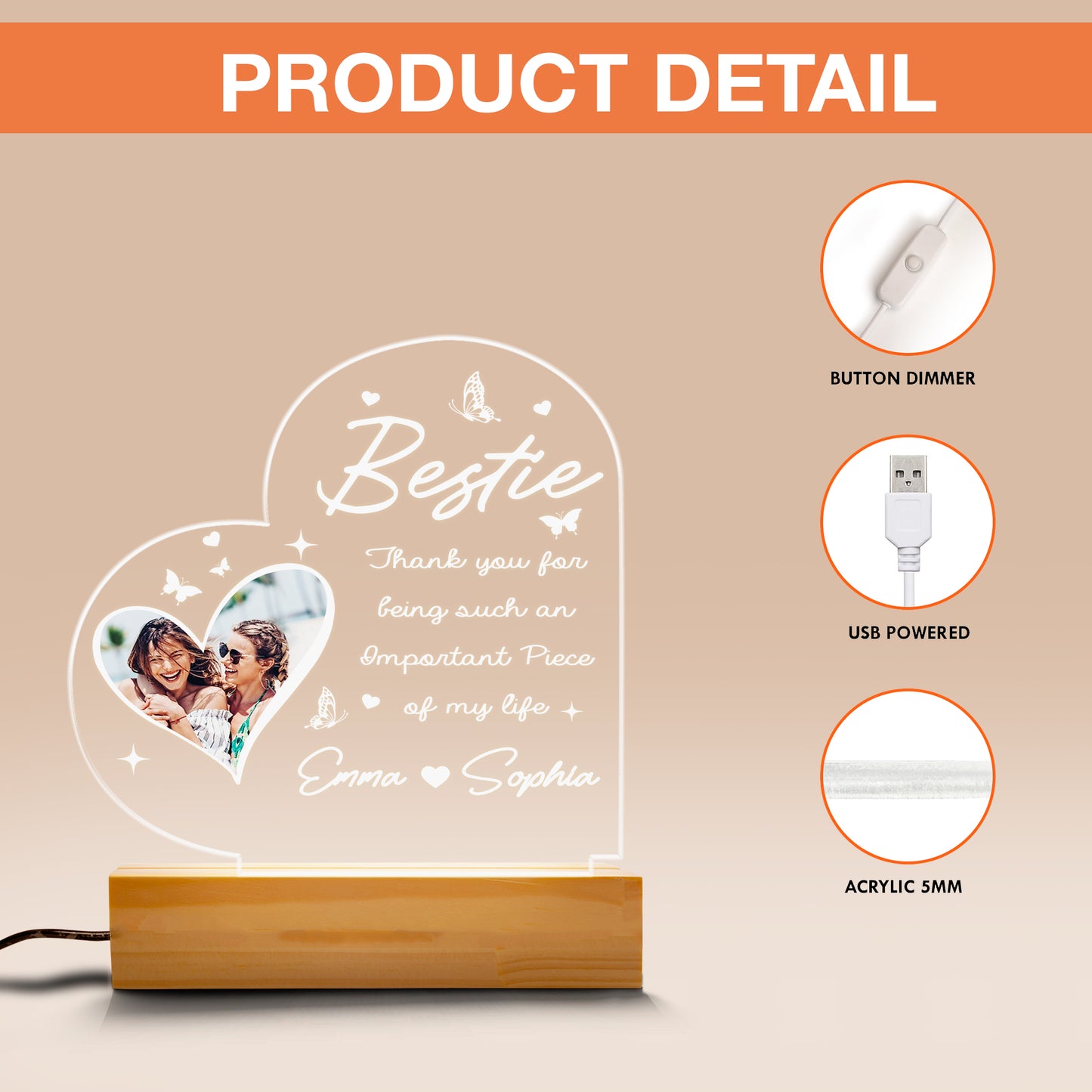 Personalized Graduation Night Light – A Special Gift for Best Friends to Celebrate Growing Together (GNL-10)