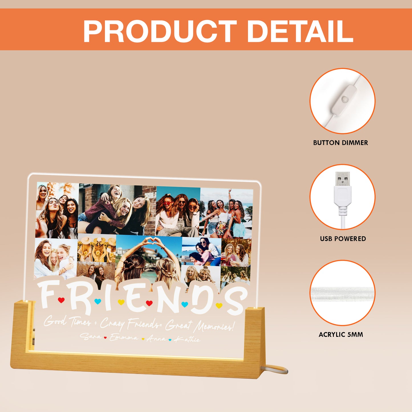 Personalized Graduation Night Light for Best Friends – Custom Photo Gift to Celebrate Friendship and a Milestone Moment (GNL-12)