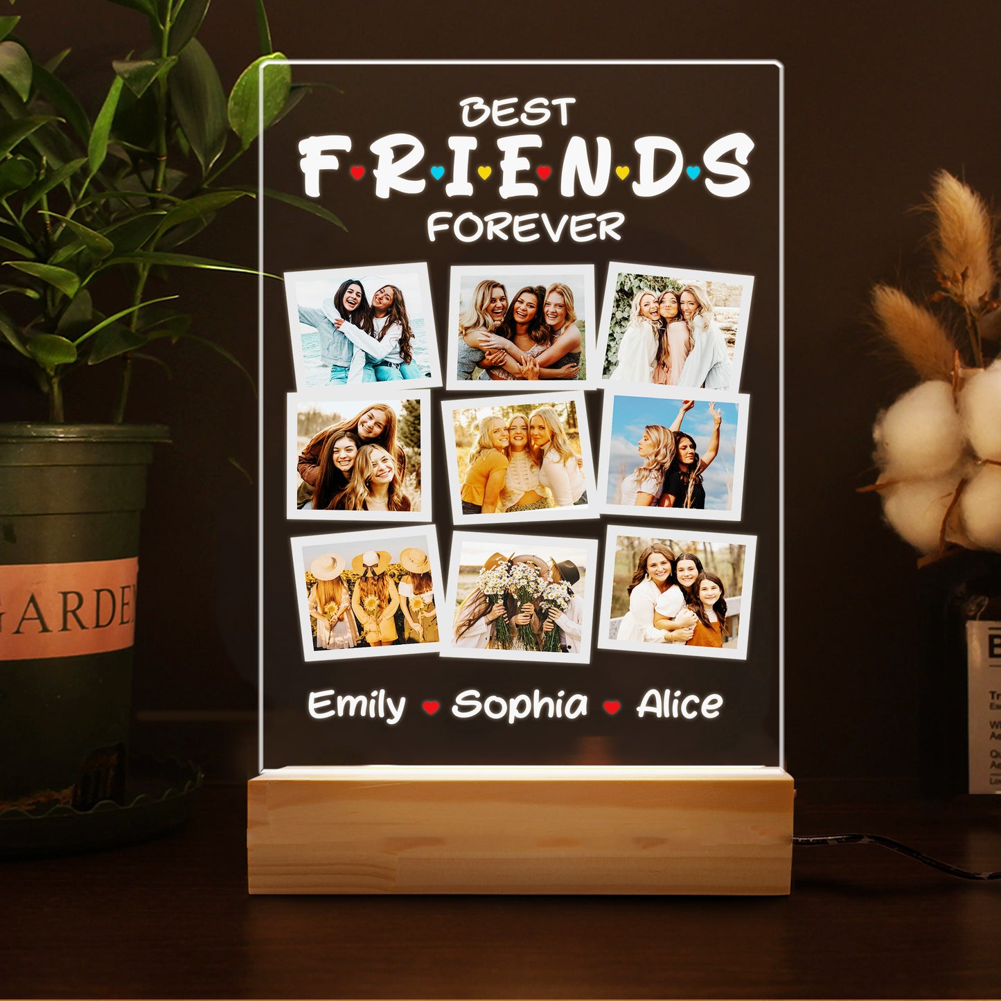 FRIENDS Style Photo Collage Gift, Graduate Night Light for BFF, Best Friend Custom Print, Besties Picture Gift (GNL-32)
