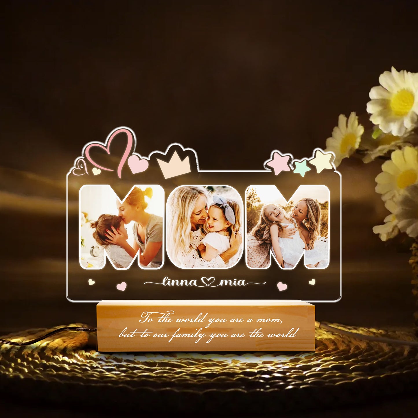 LED Mom Night Light with Custom Picture – A Thoughtful and Personal Gift for Mom (MNL-06)