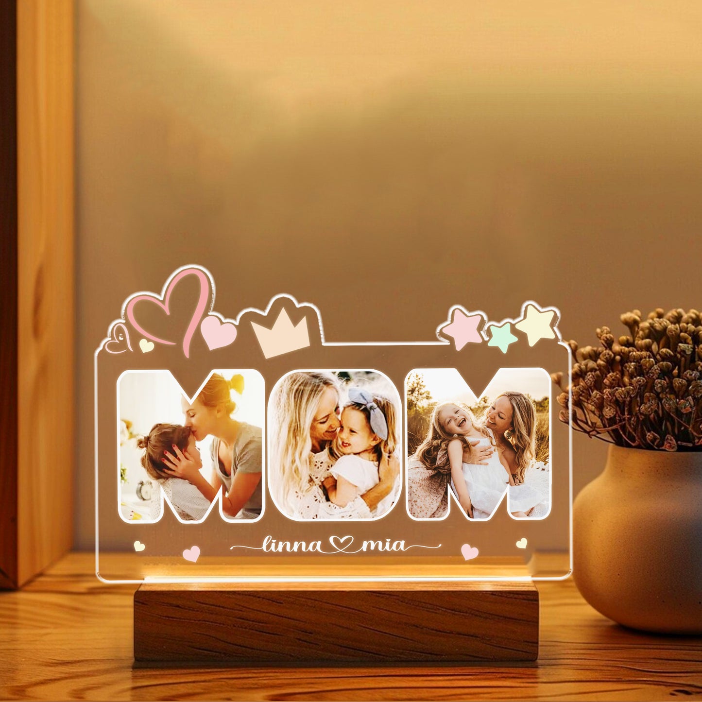 LED Mom Night Light with Custom Picture – A Thoughtful and Personal Gift for Mom (MNL-06)