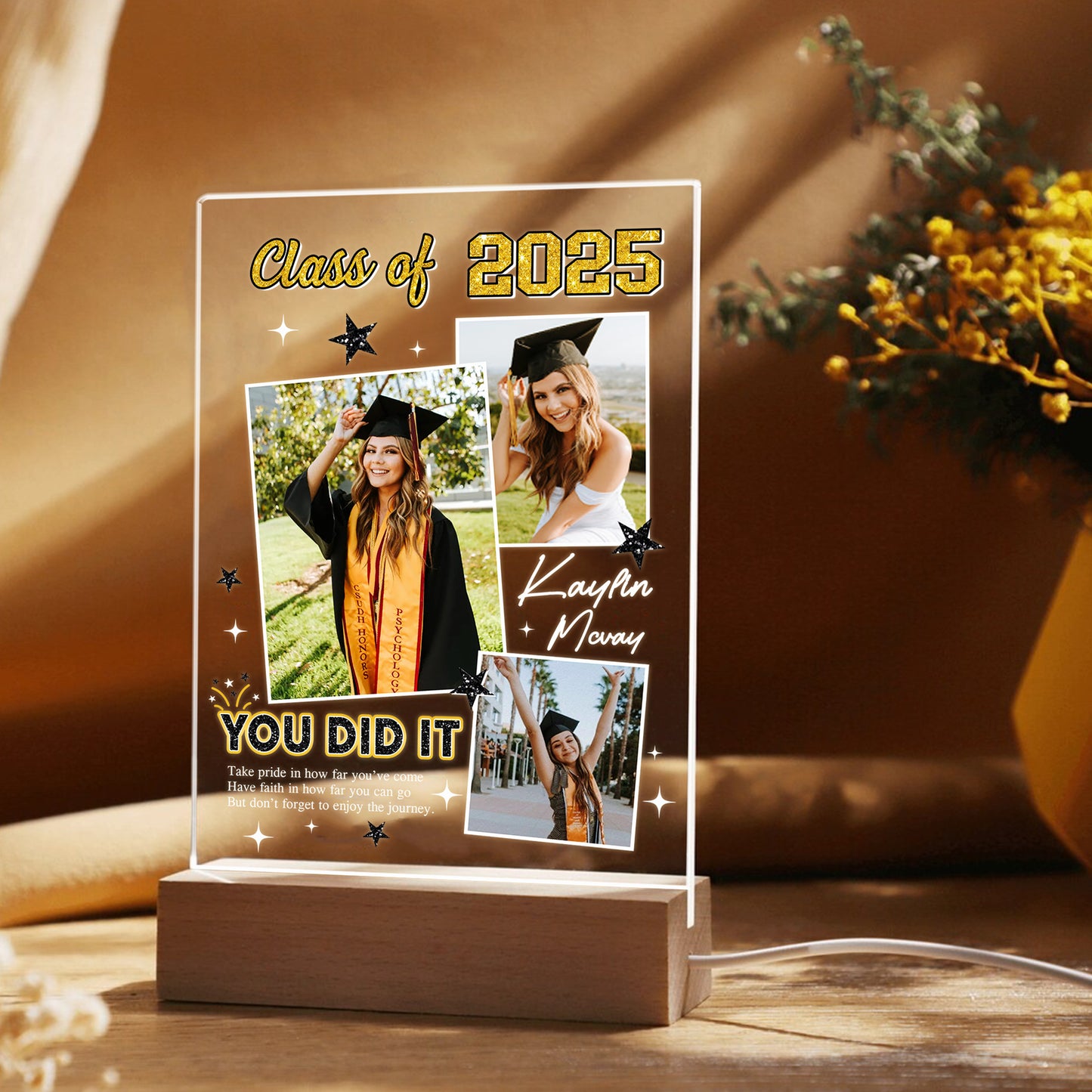 Personalized Night Light Graduates Plaque, Gifts for Graduate, Seniors Graduate Frame Picture Gift, Highschool, College Gift (GNL-37)
