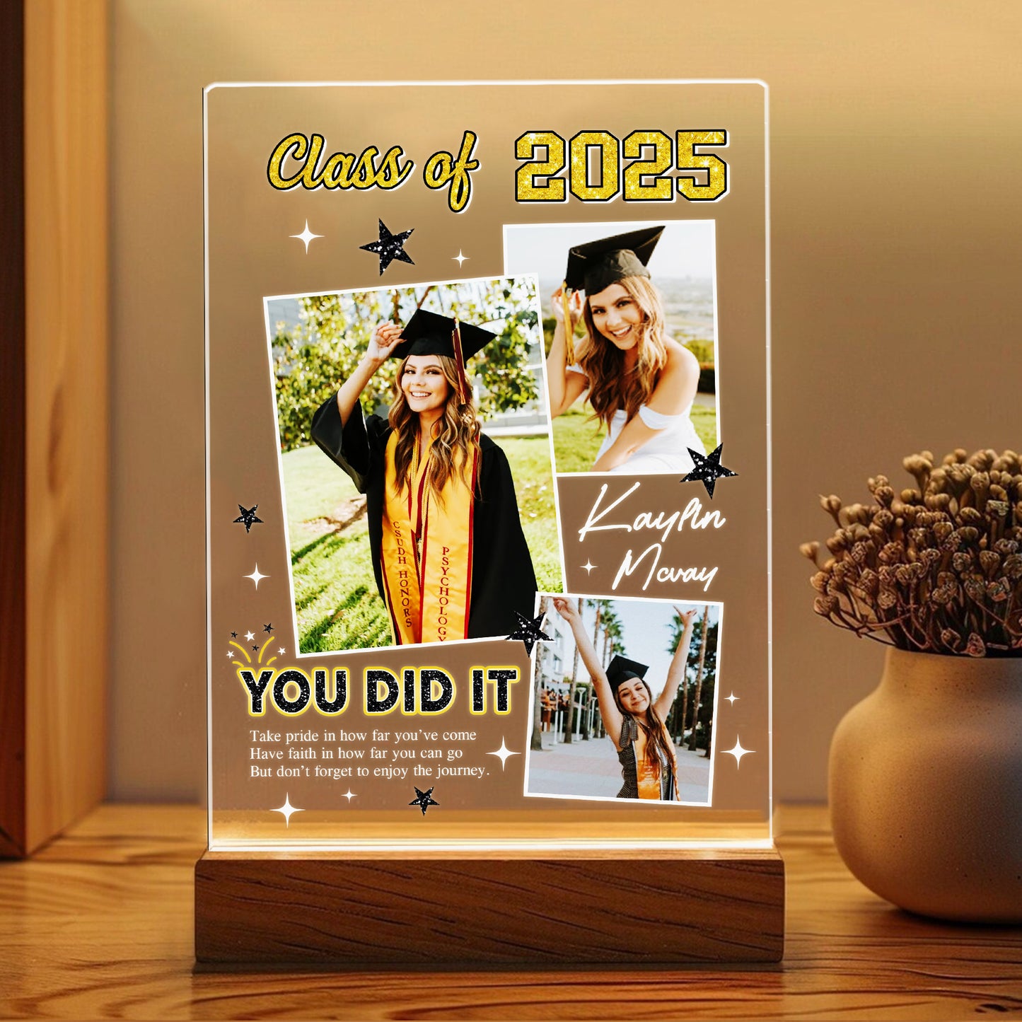 Personalized Night Light Graduates Plaque, Gifts for Graduate, Seniors Graduate Frame Picture Gift, Highschool, College Gift (GNL-37)