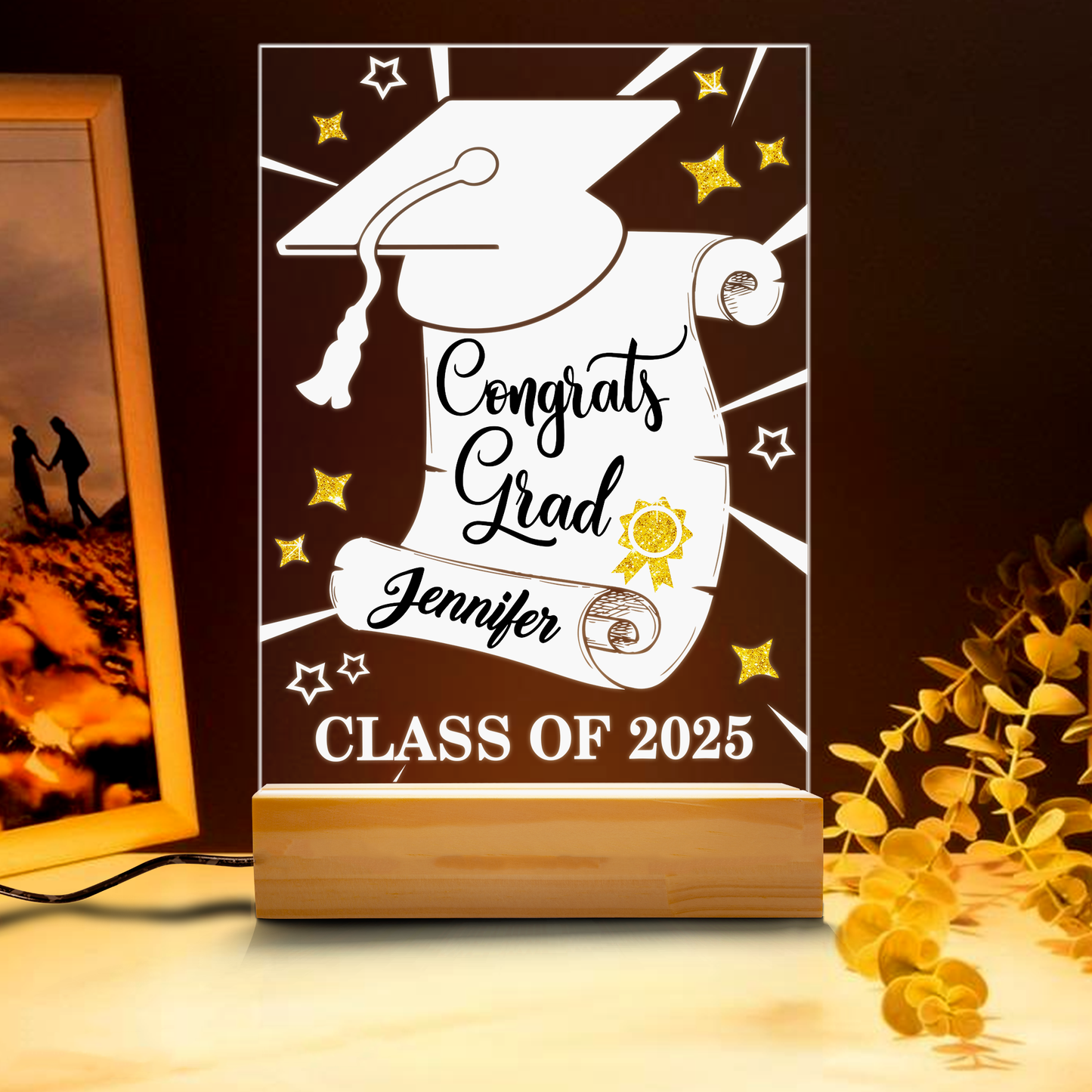 Personalized Graduation Night Light – Custom Acrylic Plaque with Graduate’s Name and Graduation Year (GNL-05)