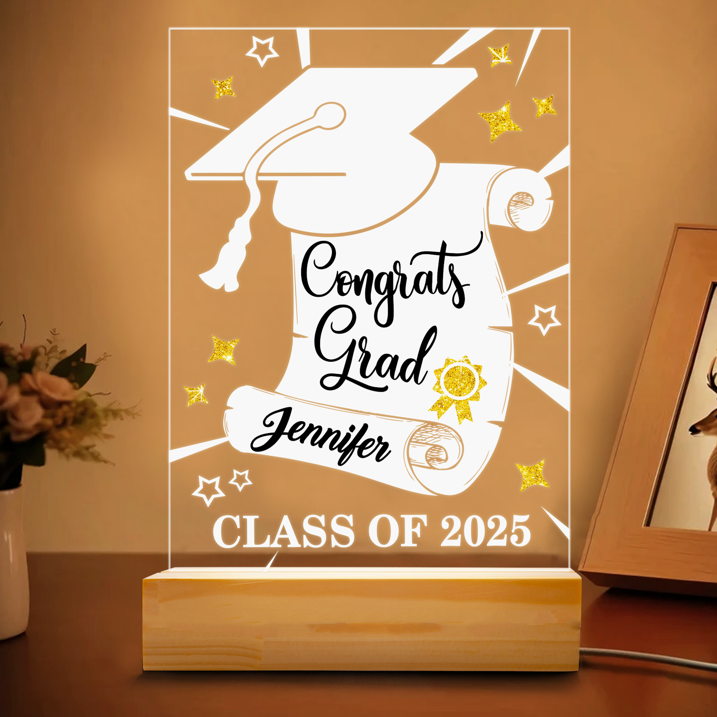 Personalized Graduation Night Light – Custom Acrylic Plaque with Graduate’s Name and Graduation Year (GNL-05)