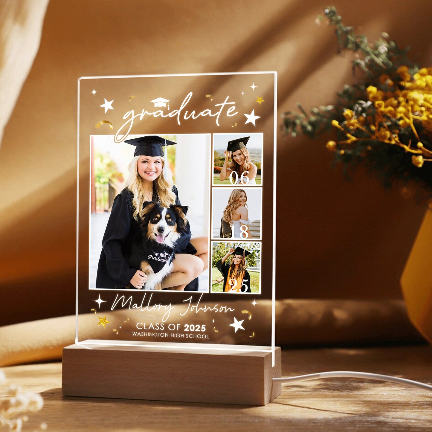 Custom Night Light Graduation Plaque, Graduate Frame Picture, Personalized Senior Gift, College Graduation Present (GNL-35)