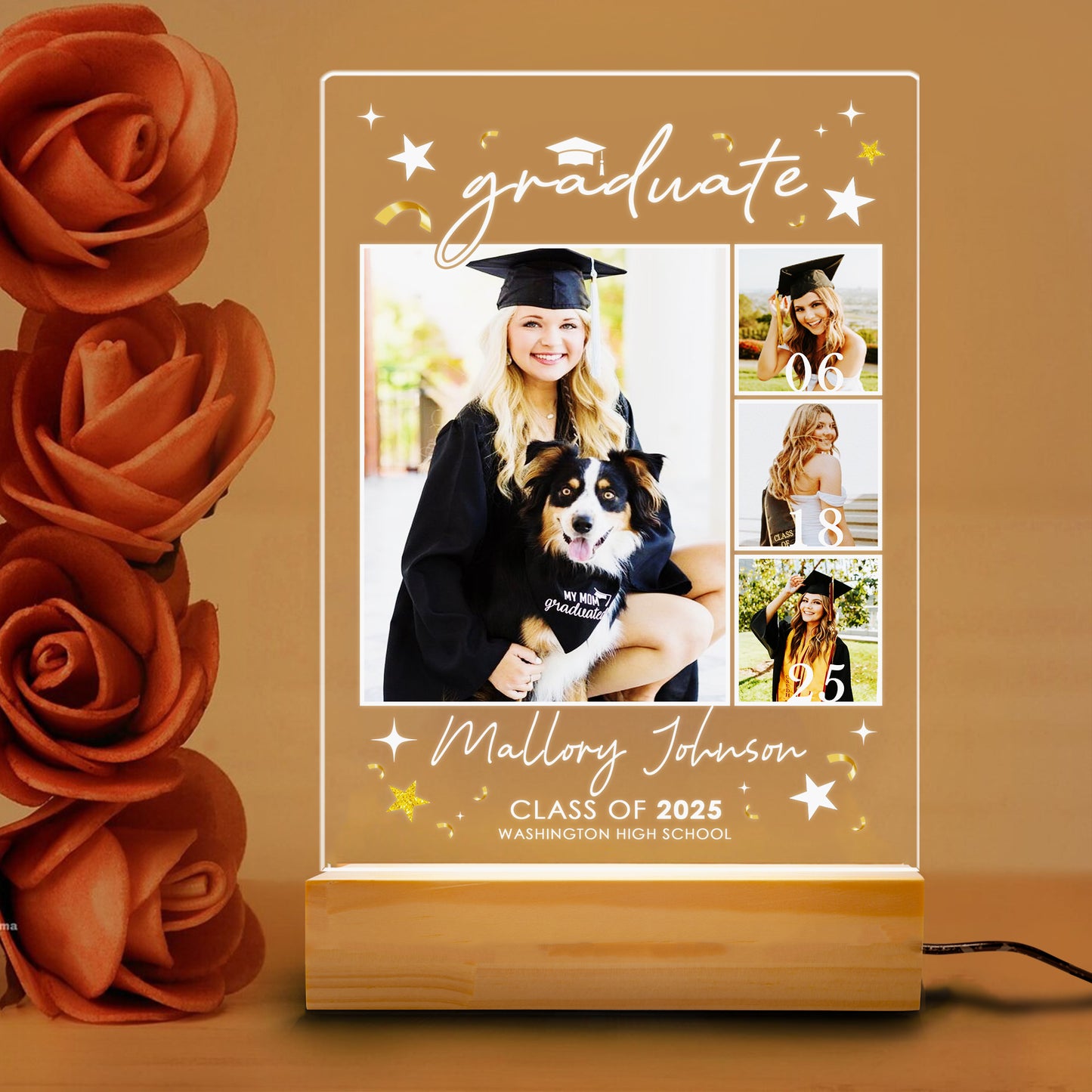 Custom Night Light Graduation Plaque, Graduate Frame Picture, Personalized Senior Gift, College Graduation Present (GNL-35)