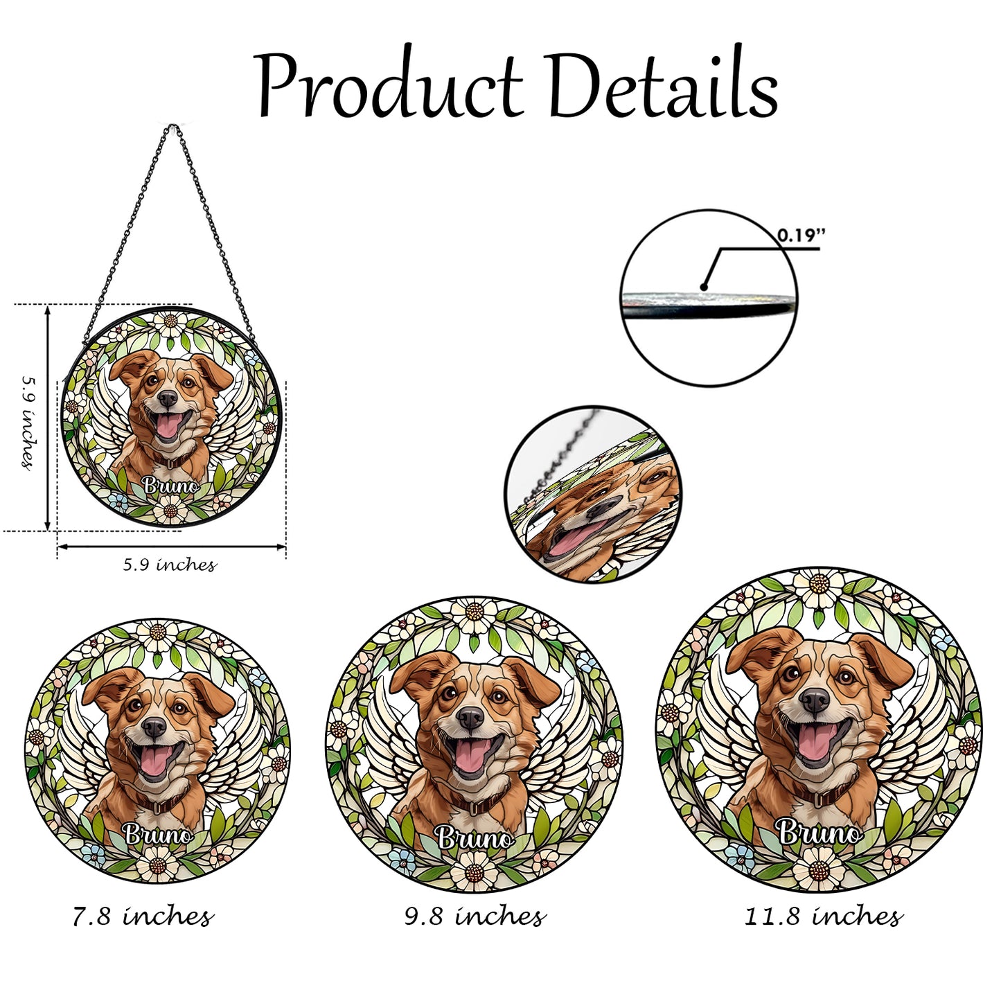 Custom Pet Portrait Suncatcher β Handmade Glass Memorial Gift for Honoring the Memory of a Loyal Dog (Sun-40)