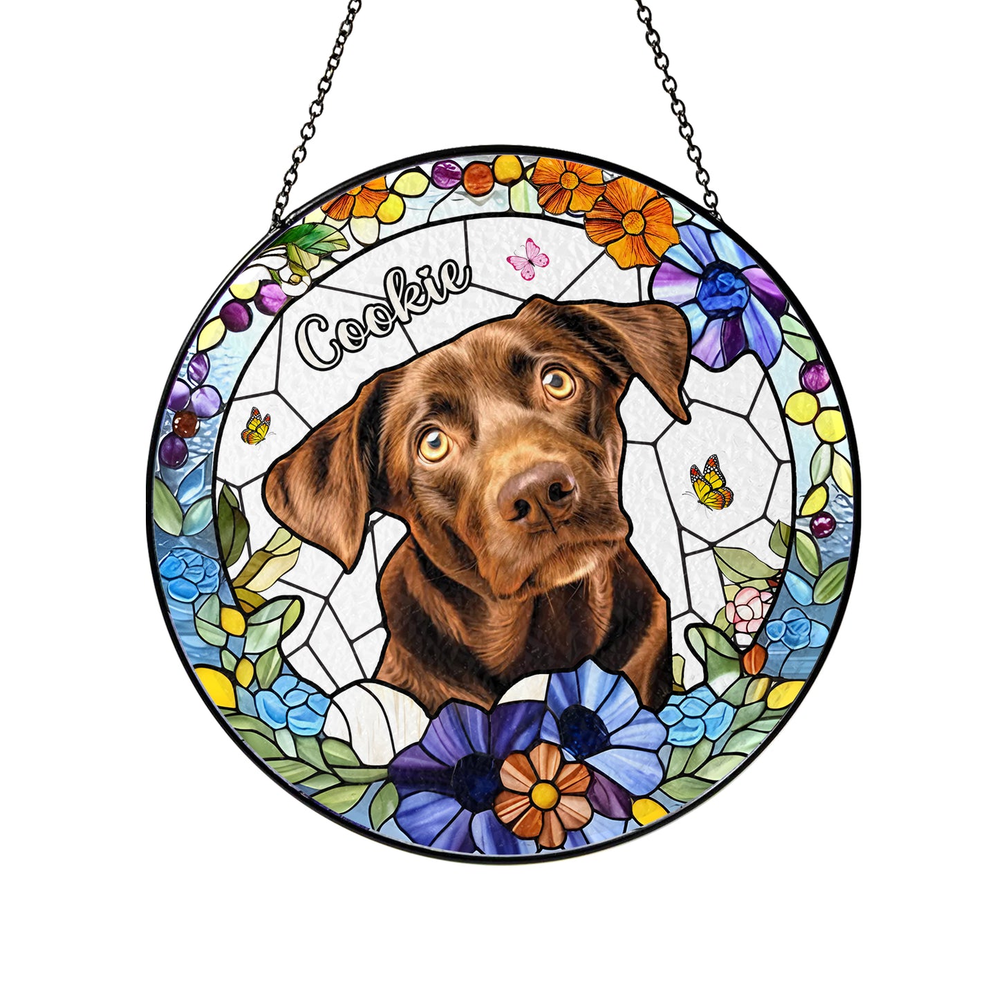 Personalized Labrador Memorial Suncatcher β Custom Glass Window Hanging for Pet Loss and Dog Lovers (Sun-39)