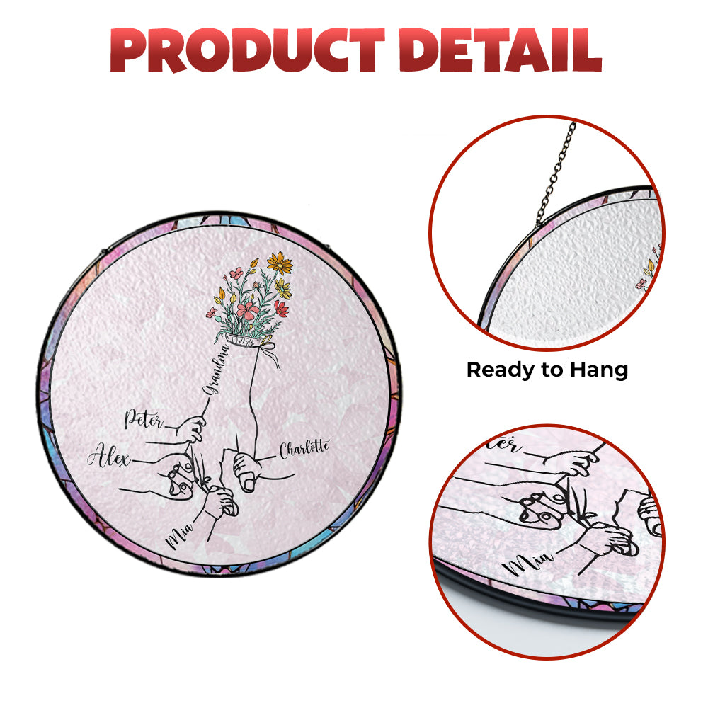 Glass Suncatcher Gift for Mom, Celebrate the Bond Between Mother and Child, Custom Hand in Hand Keepsake (Sun-67)