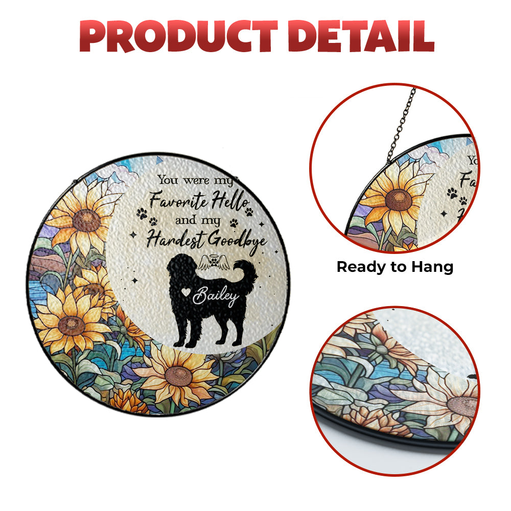 Custom Dog Portrait Stained Glass Suncatcher, Stained Glass Dog Memorial, Pet Memorial Gift, Custom Dog Portrait from Photo, Window Hangings (Sun-62)