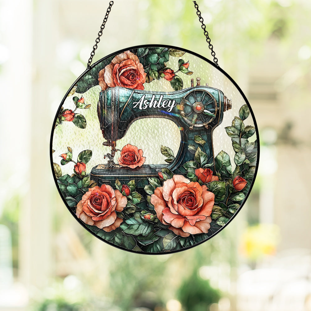 Sewing Machine Suncatcher Acrylic Window Hanging, Sewing Room Decor, Sewing Machine Keepsake, Gift for Sewing Lovers (Sun-61)
