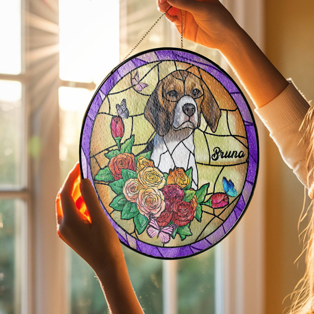 Beautifully Personalized Handcrafted Engraved Glass Suncatcher with Custom Pet Design (Sun-12)