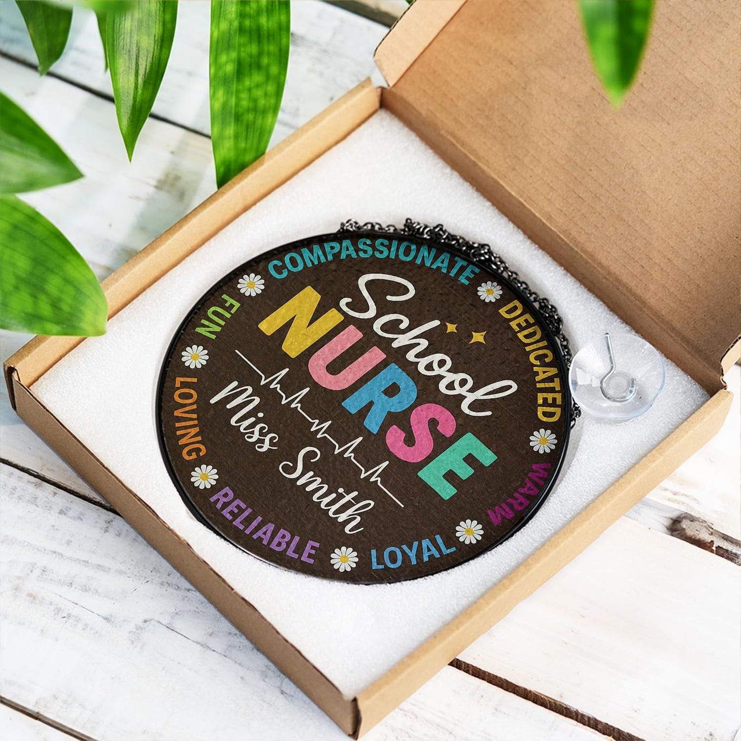 Custom School Nurse Stained Glass Window Sign, Teacher or Healthcare Staff Gift,Classroom, Hospital, or Nursery Decor, Perfect for Back to School or Appreciation Week (Sun-141)