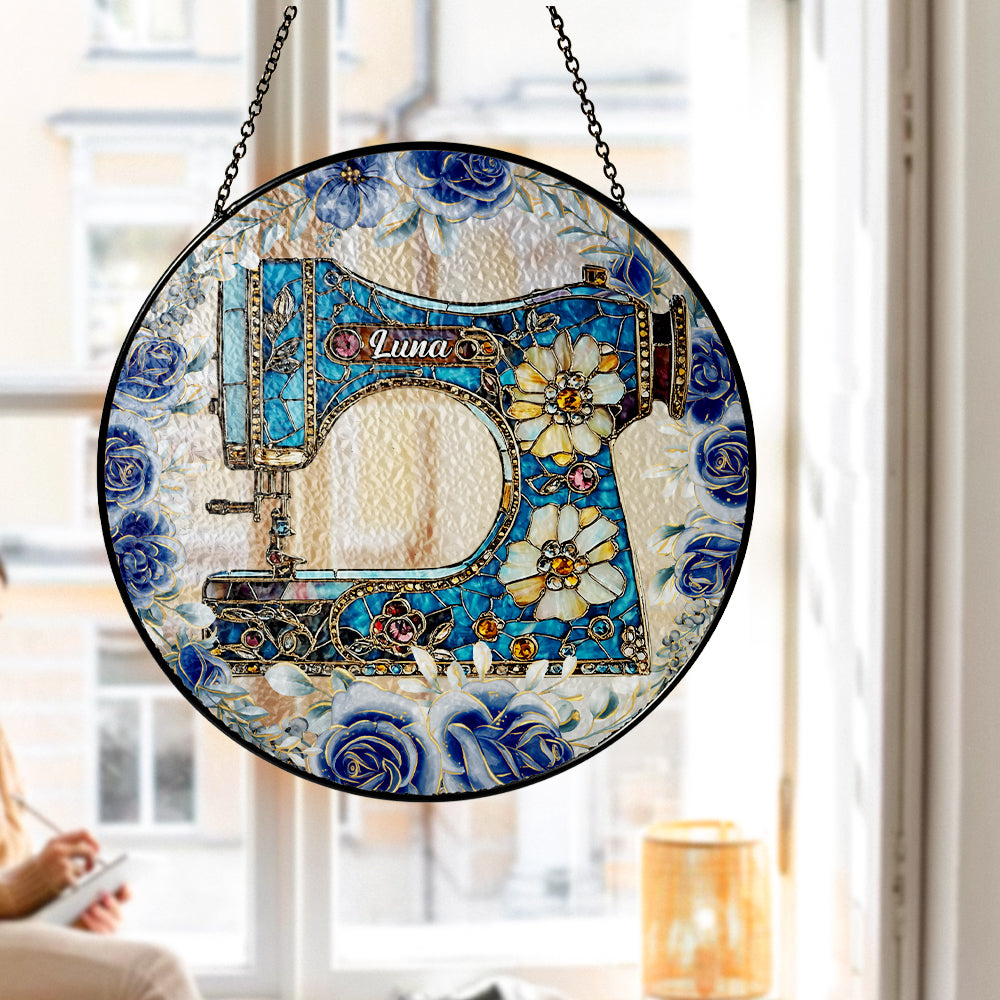 Sewing Machine Suncatcher Acrylic Window Hanging, Sewing Room Decor, Sewing Machine Keepsake, Gift for Sewing Lovers (Sun-61)