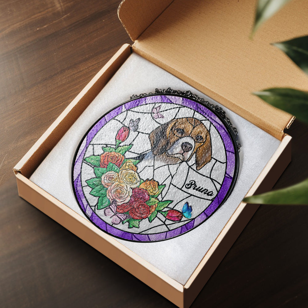 Beautifully Personalized Handcrafted Engraved Glass Suncatcher with Custom Pet Design (Sun-12)