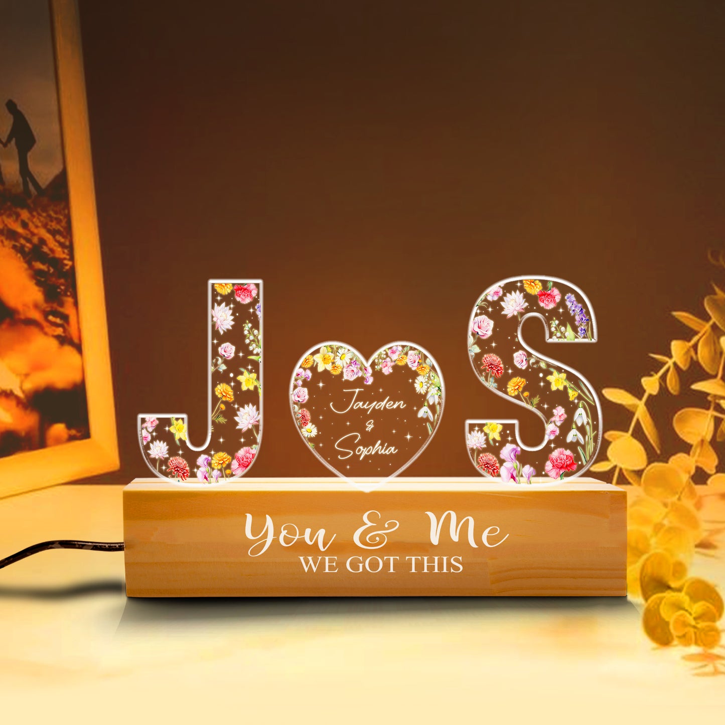 Personalized Couple Name Led Night Light, You And Me We Got This, Custom Letter Gift For Couple, Couple Home Decoration, Wedding Anniversary (GNL-34)