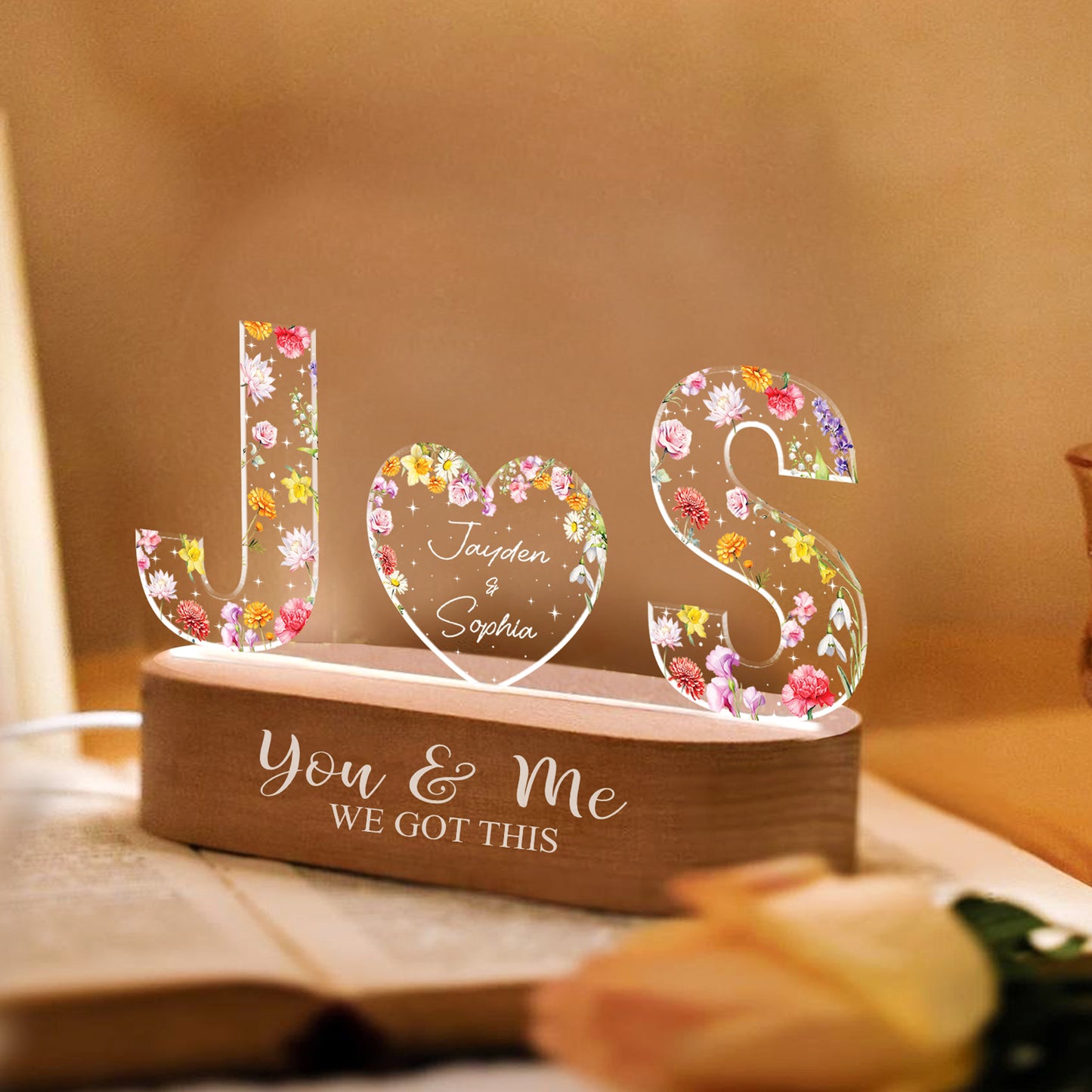 Personalized Couple Name Led Night Light, You And Me We Got This, Custom Letter Gift For Couple, Couple Home Decoration, Wedding Anniversary (GNL-34)