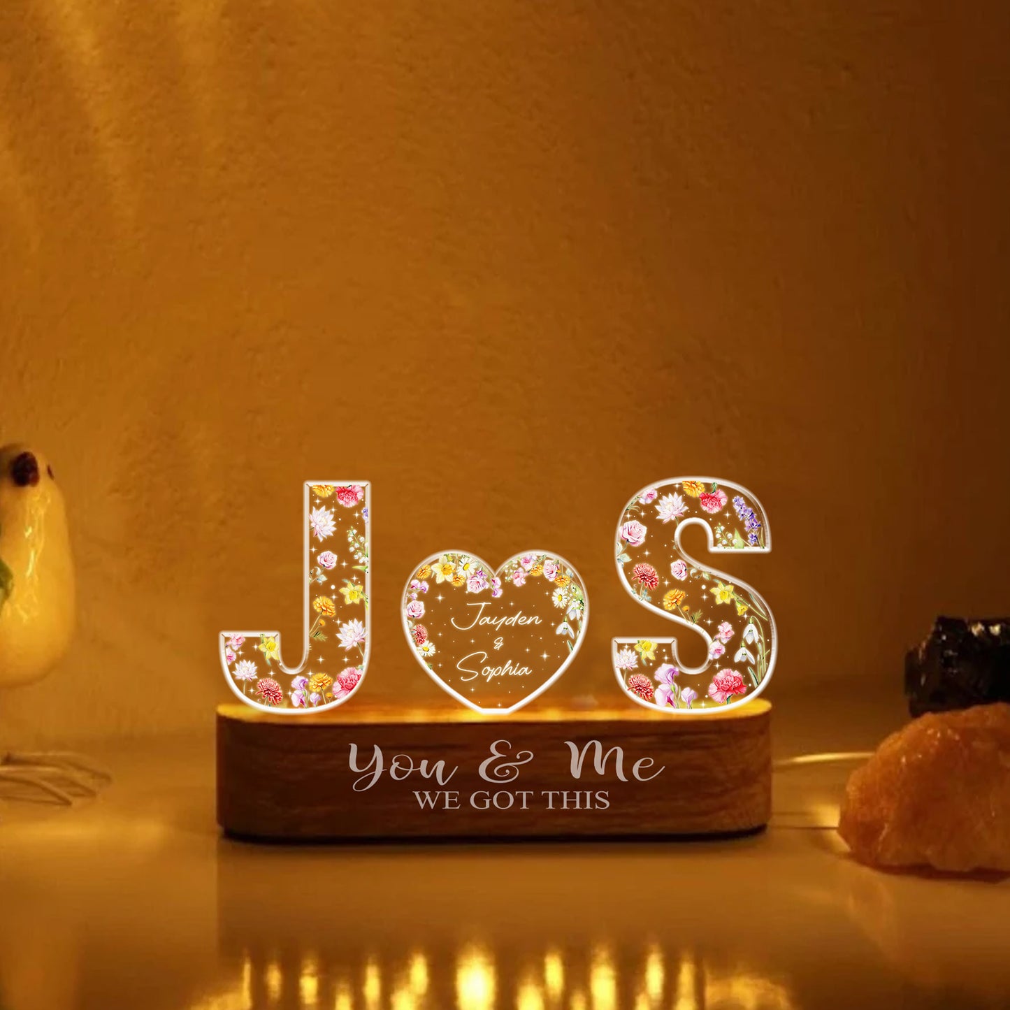Personalized Couple Name Led Night Light, You And Me We Got This, Custom Letter Gift For Couple, Couple Home Decoration, Wedding Anniversary (GNL-34)