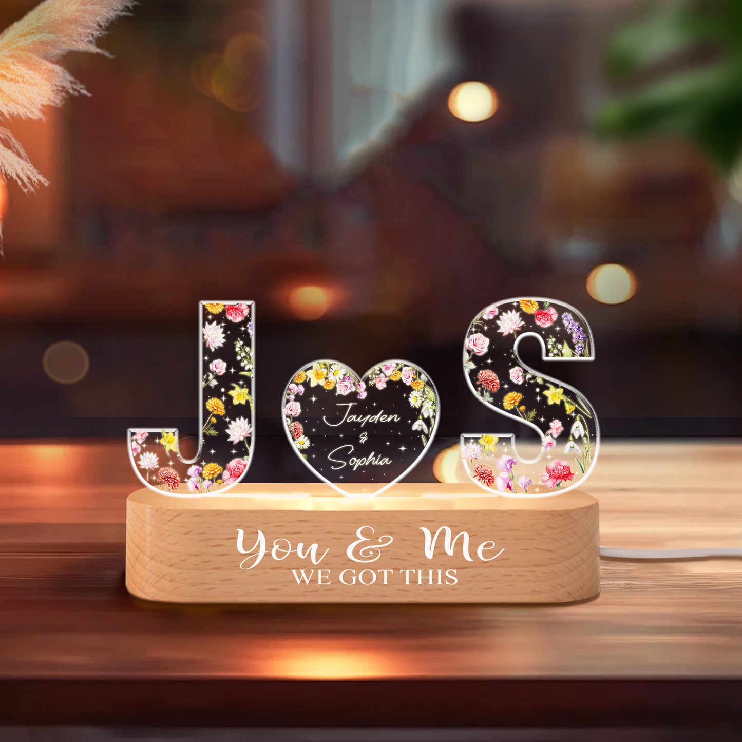 Personalized Couple Name Led Night Light, You And Me We Got This, Custom Letter Gift For Couple, Couple Home Decoration, Wedding Anniversary (GNL-34)