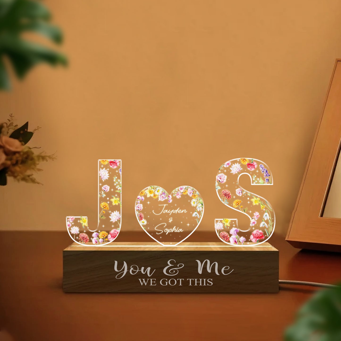 Personalized Couple Name Led Night Light, You And Me We Got This, Custom Letter Gift For Couple, Couple Home Decoration, Wedding Anniversary (GNL-34)
