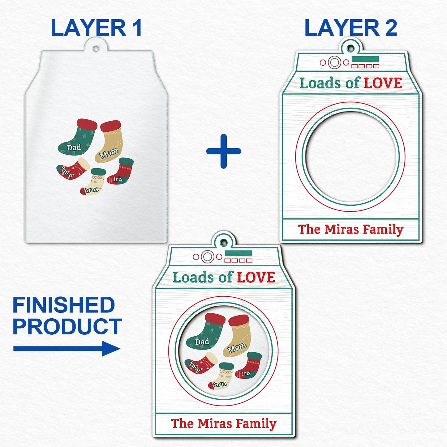 Loads Of Love - Christmas Gift For Couples And Family - Personalized 2-Layered Mix Ornament