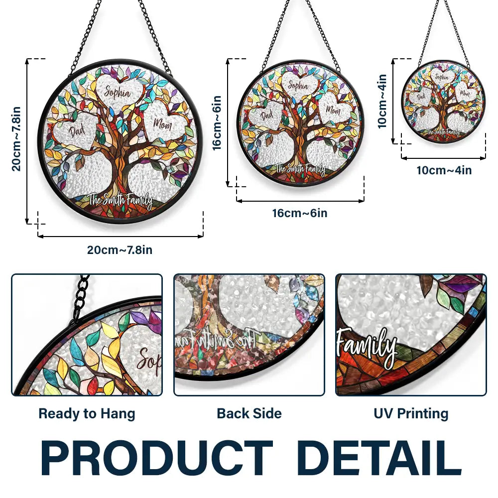 Personalized Tree of Life Glass Suncatcher - Family Unbreakable Bond Design (Sun-19)
