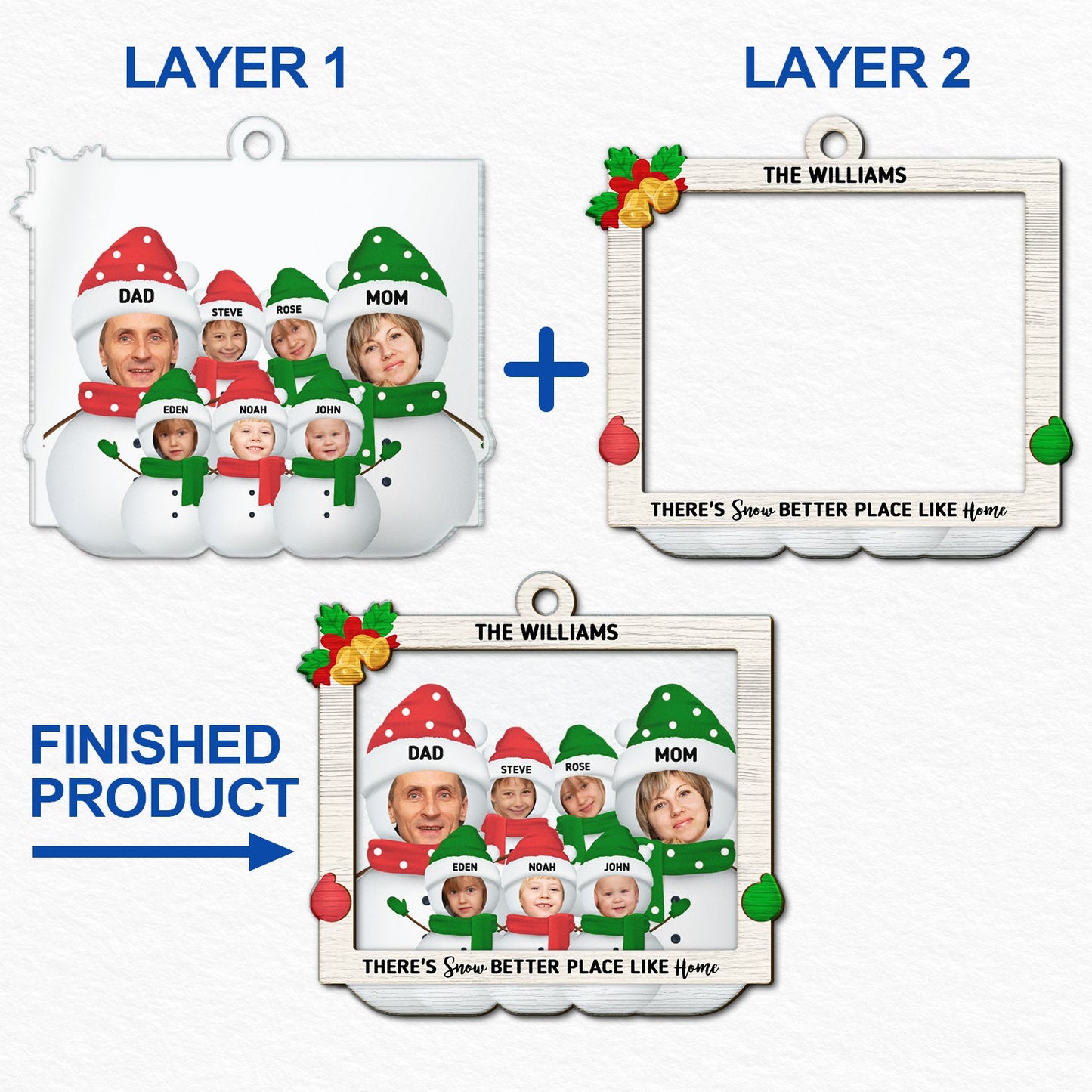 Custom Photo Snow Better Place - Christmas Gift For Couples And Family - Personalized 2-Layered Mix Ornament