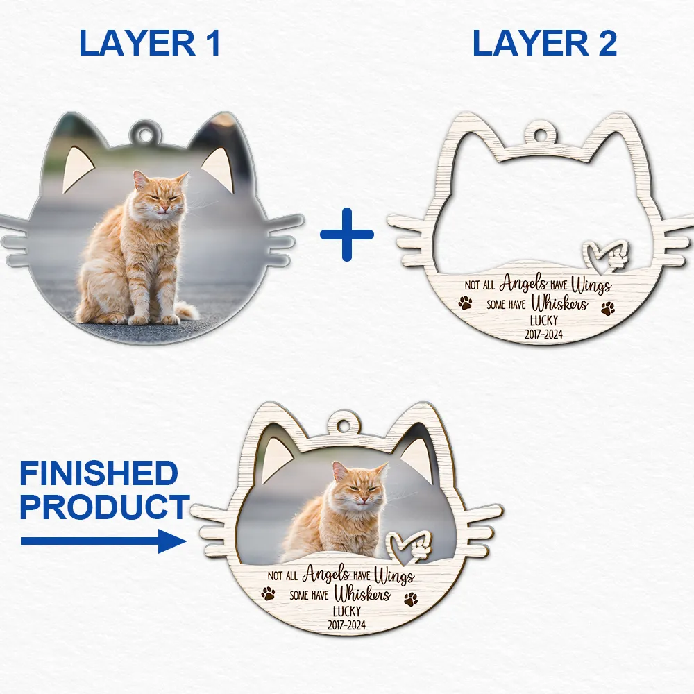 Custom Photo Memorial Cat Not All Angels Have Wings Some Have Whiskers - Personalized 2-Layered Mix Ornament