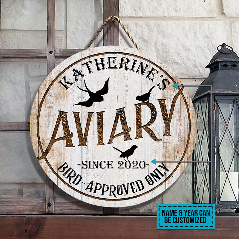 Personalized Birds Aviary Bird-Approved Customized Wood Circle Sign