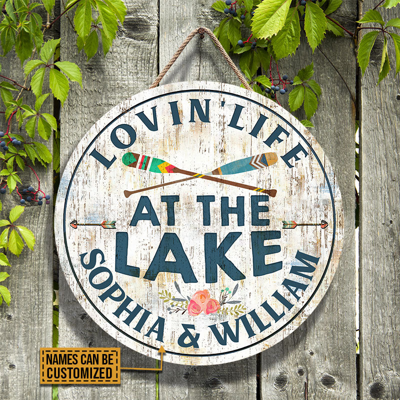 Personalized Lake Loving Life Custom Wood Circle Sign