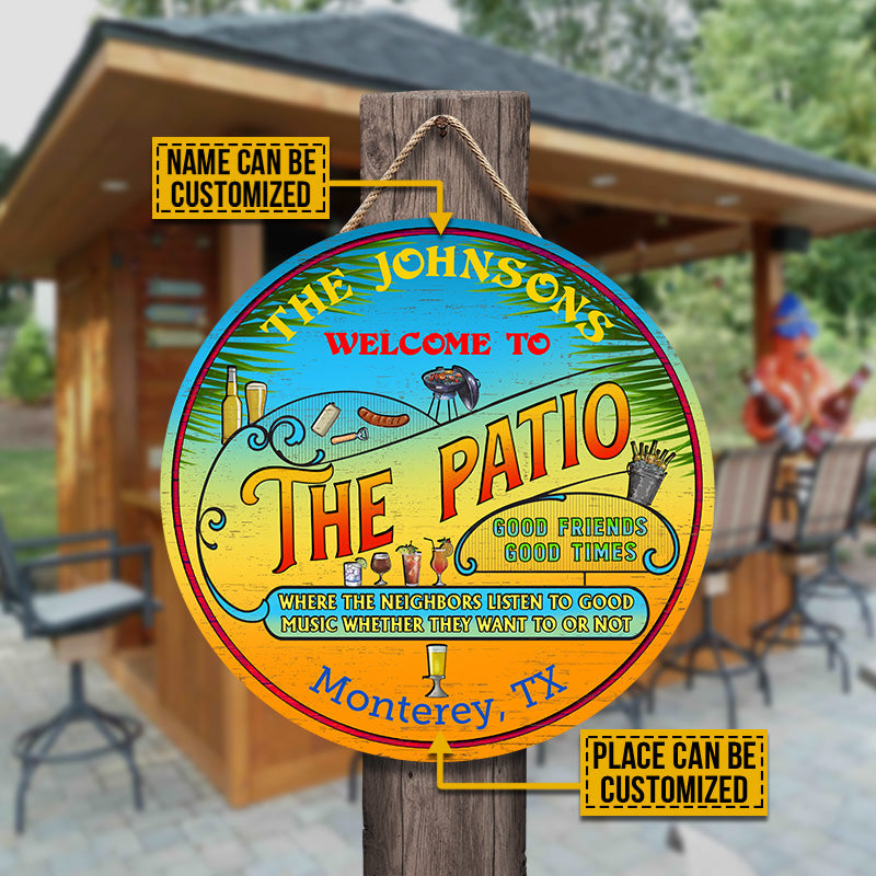 Personalized Patio Grilling Summer Listen To The Good Music Custom Wood Circle Sign