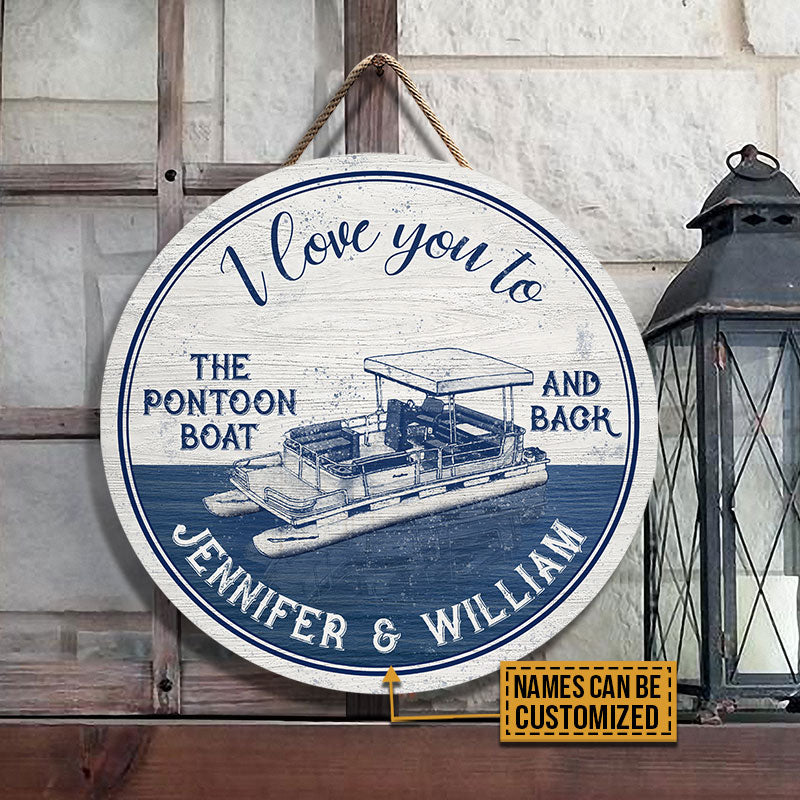 Personalized Pontoon To The Pontoon Boat Blue Customized Wood Circle Sign