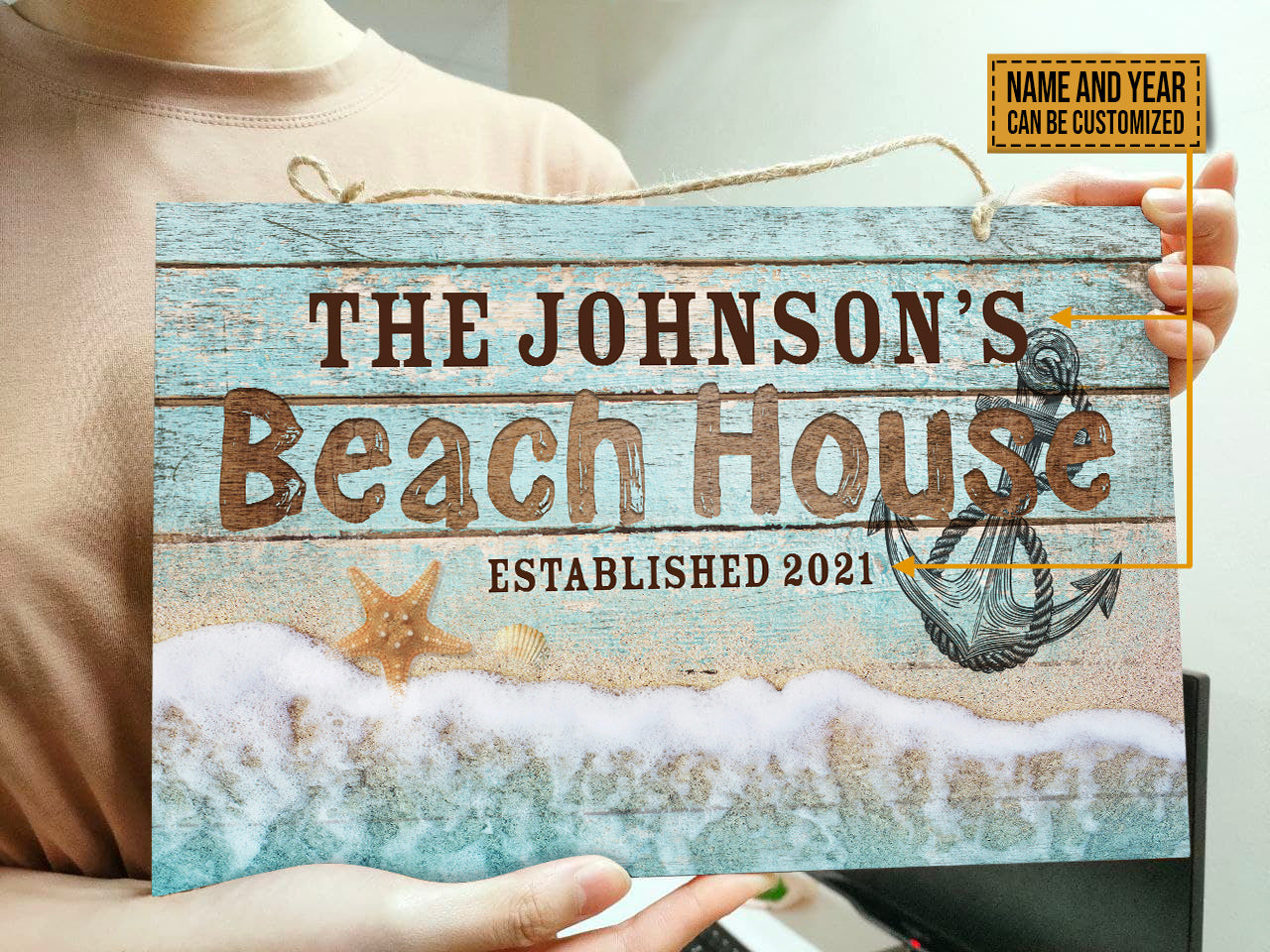 Personalized Beach House Customized Wood Rectangle Sign