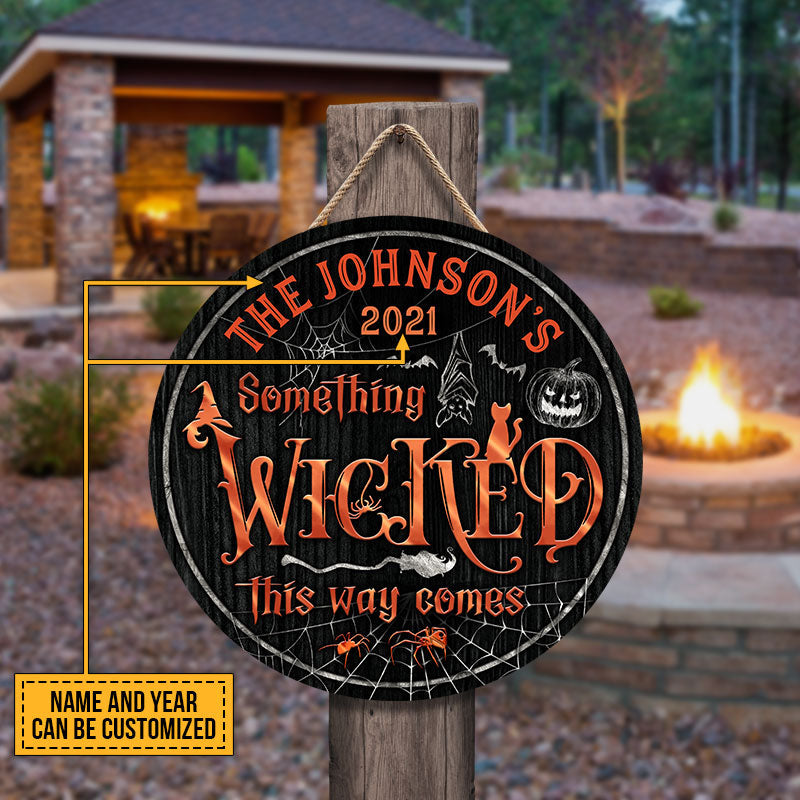 Witch Witchery Wizard Spell Halloween Something Wicked Custom Wood Circle Sign