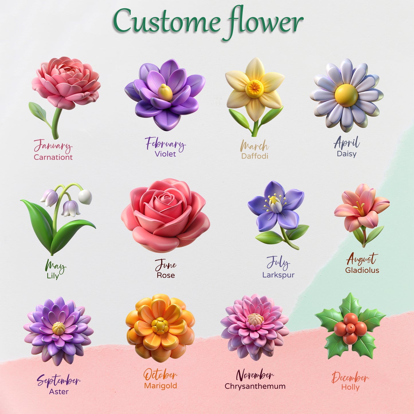 Grandma’s Garden Glass Suncatcher with Custom Names – Floral Window Hanging Sun Catcher – Mother's Day or Birthday Gift for Grandmother (Sun-101)