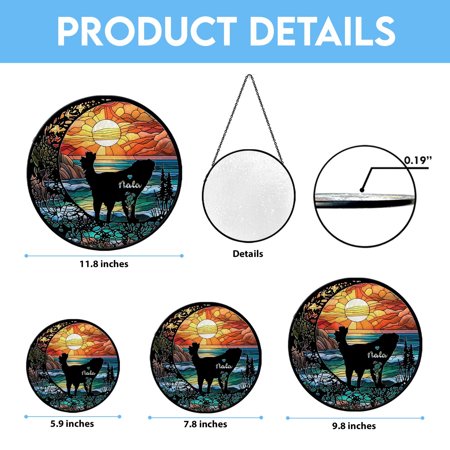 Handmade Personalized Dog Glass Suncatcher β Pet Face & Name Ornament, Stained Glass Style Gift for Dog Mom or Pet Loss Keepsake (Sun-86)