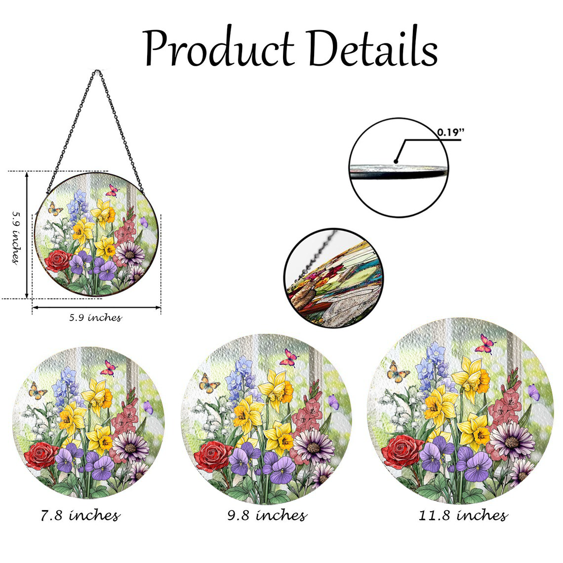 Custom Family Birth Flowers Glass Suncatcher, Custom Mom's Garden Gift,Flower Glass Art,Birth Flower Gift For Nana,Mother's Day Gift For Mom